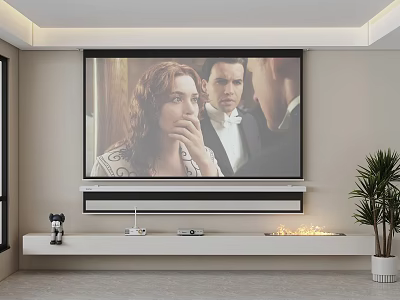 Projection Monitoring In Home Theater Living Room Setup 3d model