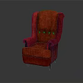 Red Modern Upholstered Armchair With High Back Tufted Design For Living Room