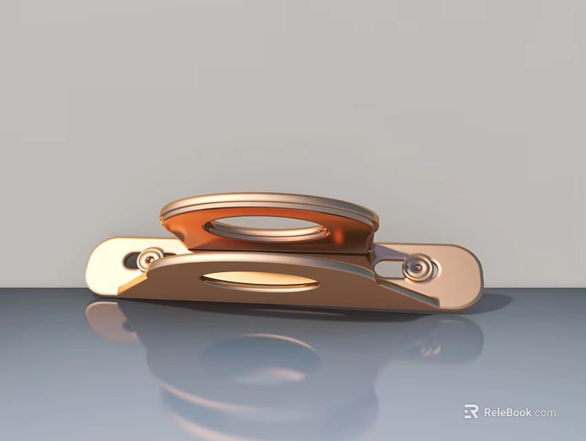 Copper Colored Metal Hinged Door With Glossy Surface And Reflection Design 3d model 