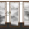 New Chinese-style partition screen partition 3d model