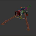 Vintage Military Heavy Machine Gun With Tripod Mount Tactical Design And Metallic Parts