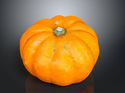Fresh Bright Orange Round Pumpkin with Smooth Texture for Healthy Autumn Recipes 3d model