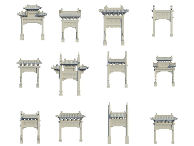 Ancient Archway Ancient Architecture Chinese New Chinese Archway Effect Diagram model