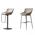 Modern Bar Stools With Beige Seats And Black Metal Frames Round Base Four Legs