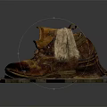 Vintage Leather Boots With Studded Soles On Wooden Pallet And Old Newspaper