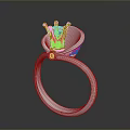 Silver Ring With Golden Crown Design And Red Gemstone Lifestyle Accessory