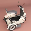 Beige Scooter With Sidecar Retro Design Gray Seats And Modern Look