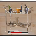 Stylish Bar Cart Setup With Ice Bucket Bottles Plant And Glassware