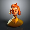 3D Game Movie Character With Red Curly Hair And Yellow Blouse Design
