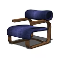 Modern Single Chair With Blue Velvet Upholstery And Wooden Frame Design