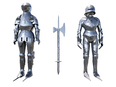 Game and Movie Character Featuring Silver Armor and Detailed Weapon Design 3d model
