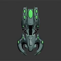 Futuristic Sci Fi Hover Vehicle With Green Glowing Accents And Cockpit Design