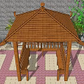 New Chinese style pavilion courtyard four corner pavilion 3d model