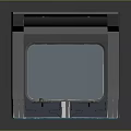 Cartoon Style Arcade Game Machine With Large Screen Control Panels And Blue Geometric Mat