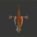 3D Render of Orange Prehistoric Creature with White Spikes Standing Pose Open Mouth