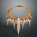 Unique Decorative Fashion Headpiece Featuring Golden Curved Ring Spiked White Accents Metallic Leather Design