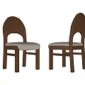 Modern Minimalist Wooden Dining Chairs With Curved Backrest Circular Cutout And Upholstered Seat
