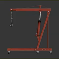 Red Hydraulic Engine Hoist With Movable Base For Auto Shop 3d model