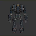 Detailed Futuristic Mech Robot With Metallic Blue Armor And Red Accents In Standing Pose