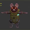 Anthropomorphic Rat 3D Character Model With Large Ears Tactical Vest And Glowing Goggles
