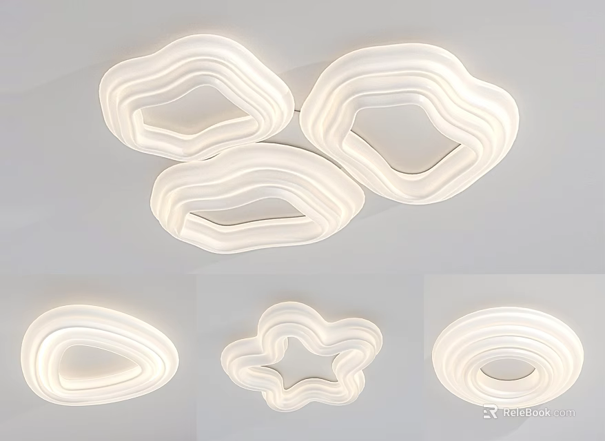 Modern Cloud Star Circular Shaped Ceiling Lights With Soft Lighting Design 3d model