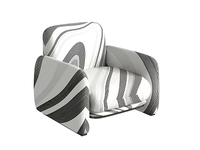 Modern Single Sofa With Black And White Wavy Pattern Artistic Design 3d model