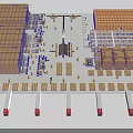 Efficient Industrial Equipment In Automated Warehouse With Conveyor Belts And Stacked Boxes