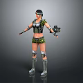 Female Combat Game Movie Character With Tactical Vest Knee Pads And Wrist Guards