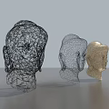 Buddha Head Sculpture Carving Evolution From Wireframe To Textured Model Series 3d model