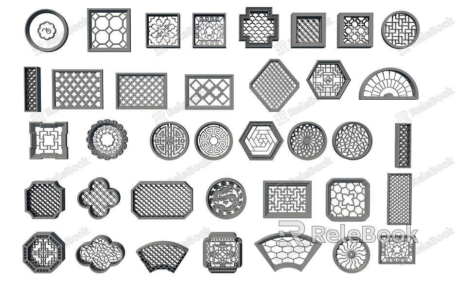 New Chinese-style openwork window model