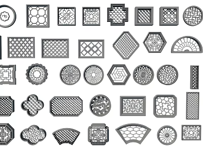 Various Traditional And Modern Lattice Window Designs With Diverse Decorative Patterns 3d model