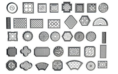 New Chinese-style openwork window 3d model