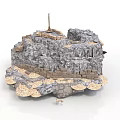 Modern Landscape Design Featuring Natural Rock Formation And Stone Wall Elements 3d model
