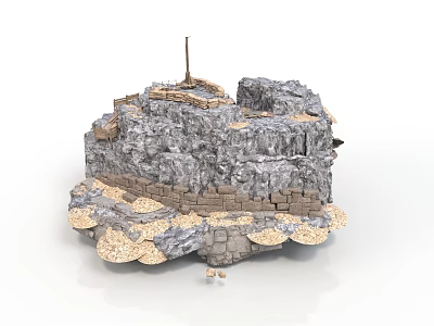 Modern Landscape Design Featuring Natural Rock Formation And Stone Wall Elements 3d model
