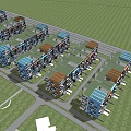 Modern Residential Multi story Apartment Complex With Blue Orange White Facades Balconies And Green Lawn