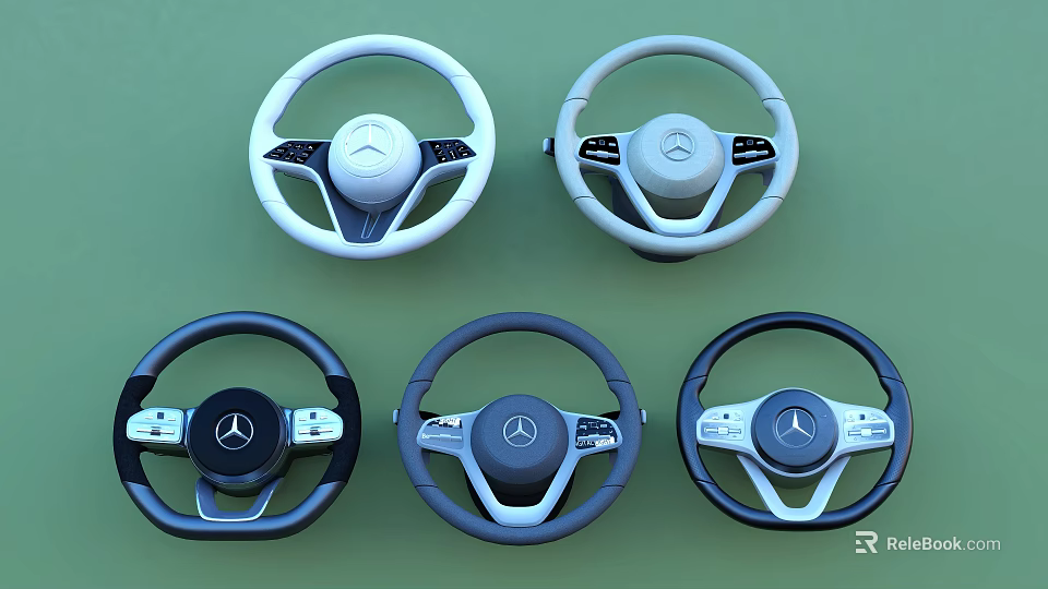 Mercedes Steering Wheels In Various Designs And Colors With Control Buttons 3d model 