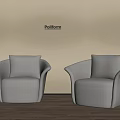 Modern Gray and Beige Single Sofa with Fabric Upholstery and Armrest for Living Room