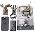 Stylish Decorative Ornament Set With Elephant Figurine Aromatherapy Diffuser Scented Candle Brush Pens And Notebook