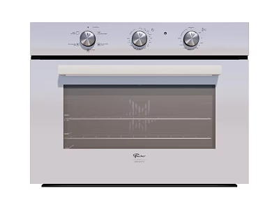 Stainless Steel Kitchen Oven With Three Control Knobs And Glass Door Design 3d model