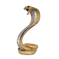 Decorative Golden Cobra Statue With Raised Head And Coiled Body 3d model