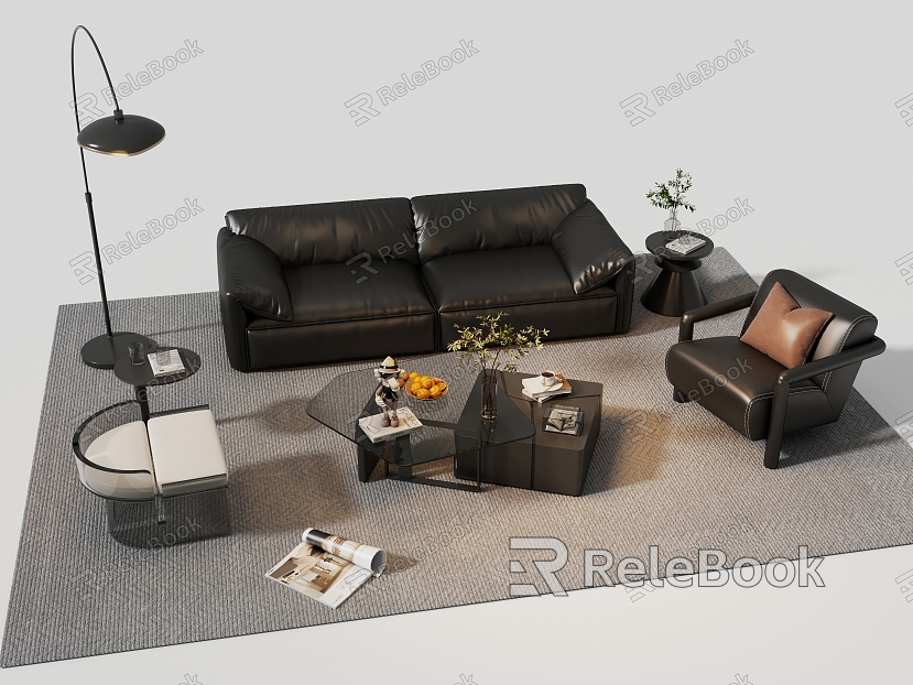 Modern Sofa Coffee Table Combination Casual Sofa Living Room Sofa Office Sofa Carpet model