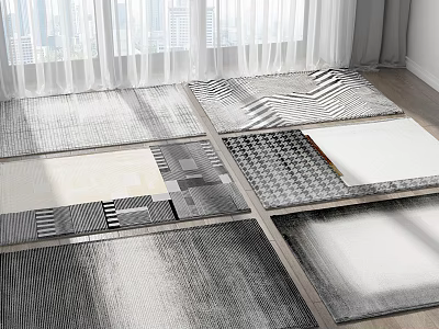 Modern Square Rugs With Various Geometric Patterns And Neutral Color Tones For Living Room 3d model