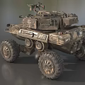 Modern Military Wheeled Tank Featuring Heavy Armor Weapon Camouflage Exterior and Large Tires