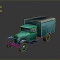Teal Colored Vintage Truck With Enclosed Cargo Bed And Retro Styling