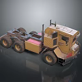 Yellow Heavy Duty Construction Truck With Multiple Wheels Cab And Chassis Frame Structure 3d model
