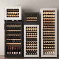 Multiple Wine Refrigerators in Different Colors with Organized Wine Bottles Interior 3d model