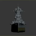 Warship Military Vessel Design With Turret Deck And Upper Superstructure 3d model
