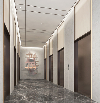 modern elevator hall 3d model