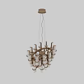 Modern Multi Tier Chandelier With Golden Frame And Transparent Glass Shades