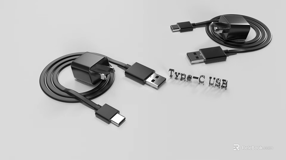 High Quality USB Type C Charging Cables And Chargers For Computers 3d model 